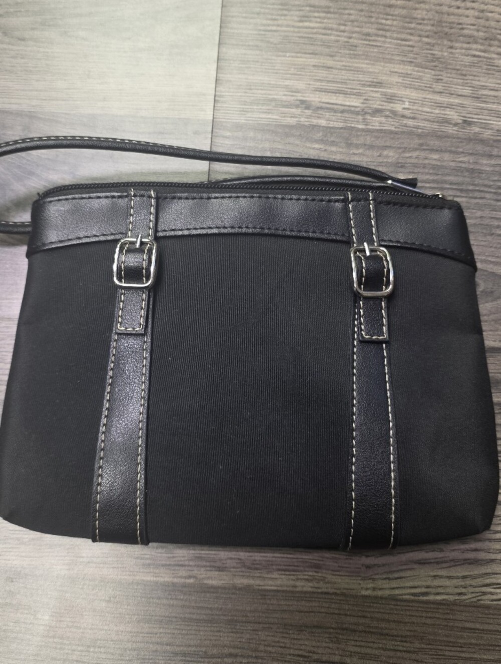 Retro Black Wristlet with Buckle Accents